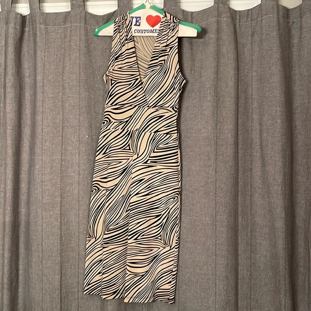 Women’s Bebe black and tan sleeveless dress, size XS